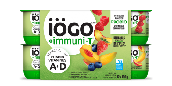 iögo ImmuniT yogurt Strawberry-Raspberry-Blueberry-Peach-Mango 12x100g