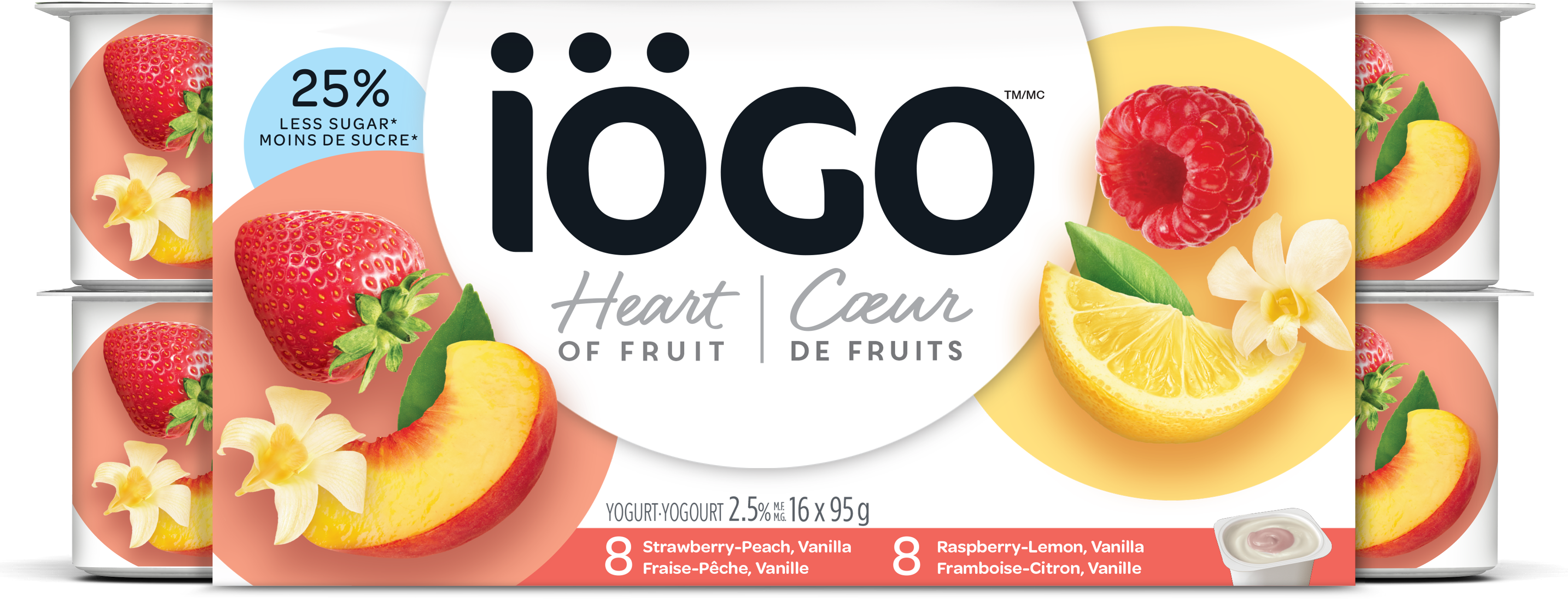 Creamy Heart Of Fruit Raspberry Lemon Vanilla Strawberry Peach Vanilla 16x95g Iogo